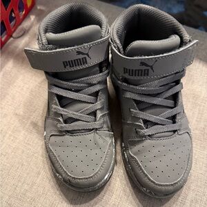 Puma Kids Gray High-Top Hook-and-Loop Sneakers